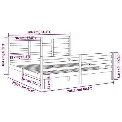 Bed Frame without Mattress Grey Solid Wood 200x200 cm