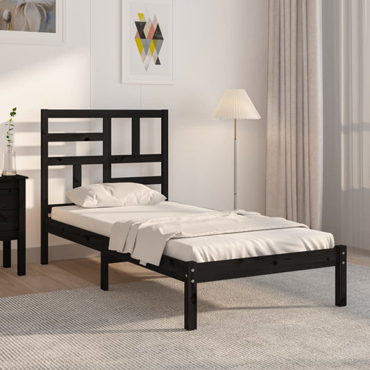 Bed Frame Black Solid Wood 100x200 cm