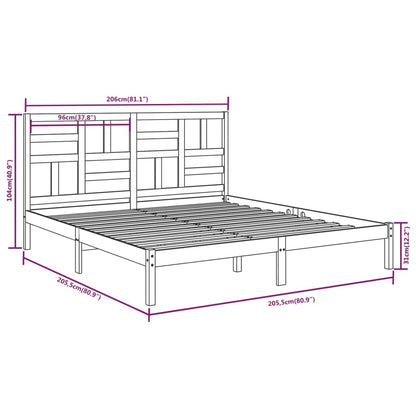 Bed Frame without Mattress Grey Solid Wood 200x200 cm