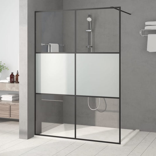 Walk-in Shower Wall Black 140x195 cm Half Frosted ESG Glass
