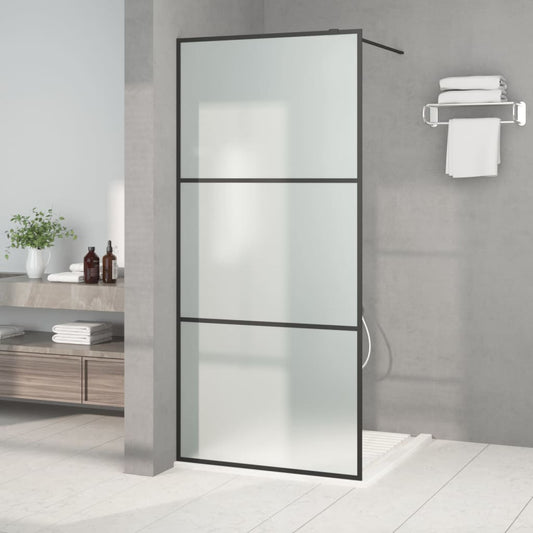 Walk-in Shower Wall Black 90x195 cm Frosted ESG Glass