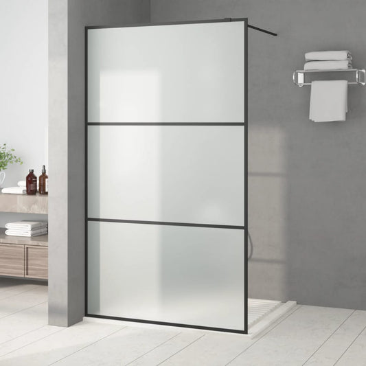 Walk-in Shower Wall Black 115x195 cm Frosted ESG Glass