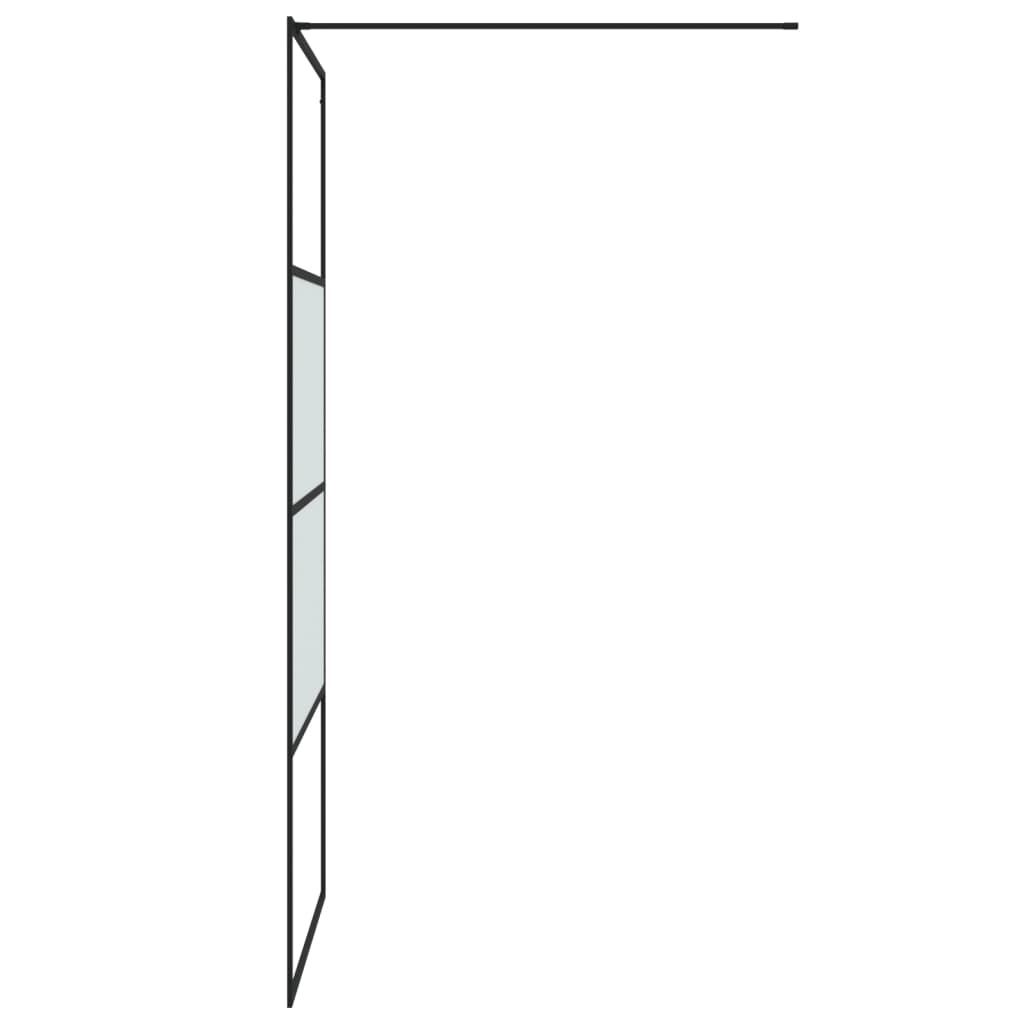 Walk-in Shower Wall Black 90x195 cm Half Frosted ESG Glass