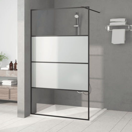 Walk-in Shower Wall Black 115x195 cm Half Frosted ESG Glass