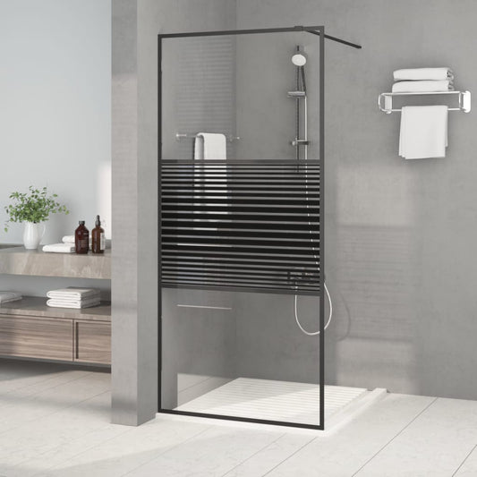 Walk-in Shower Wall Black 90x195 cm Clear ESG Glass