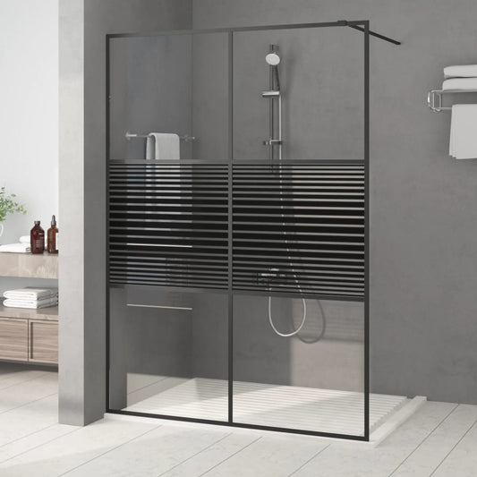 Walk-in Shower Wall Black 140x195 cm Clear ESG Glass