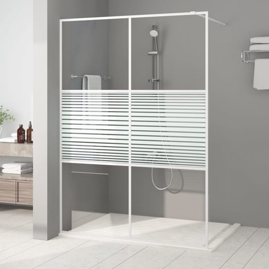 Walk-in Shower Wall White 140x195 cm Clear ESG Glass