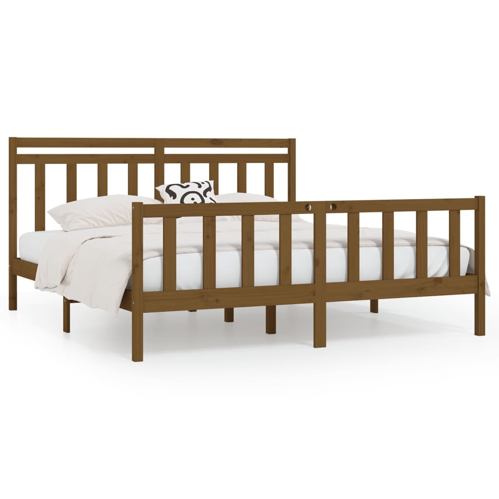Bed Frame without Mattress Honey Brown Solid Wood Pine 200x200 cm