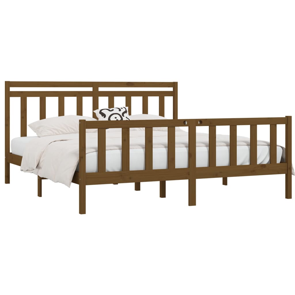 Bed Frame without Mattress Honey Brown Solid Wood Pine 200x200 cm
