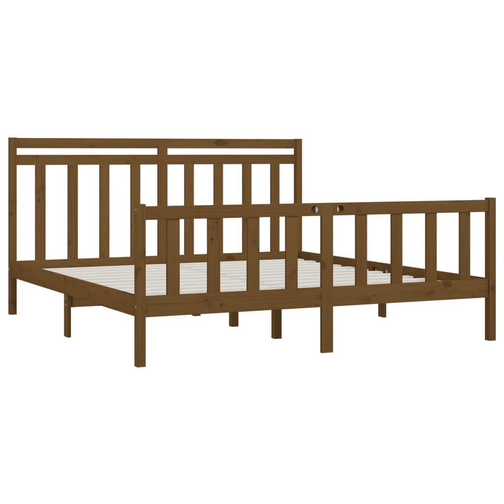 Bed Frame without Mattress Honey Brown Solid Wood Pine 200x200 cm