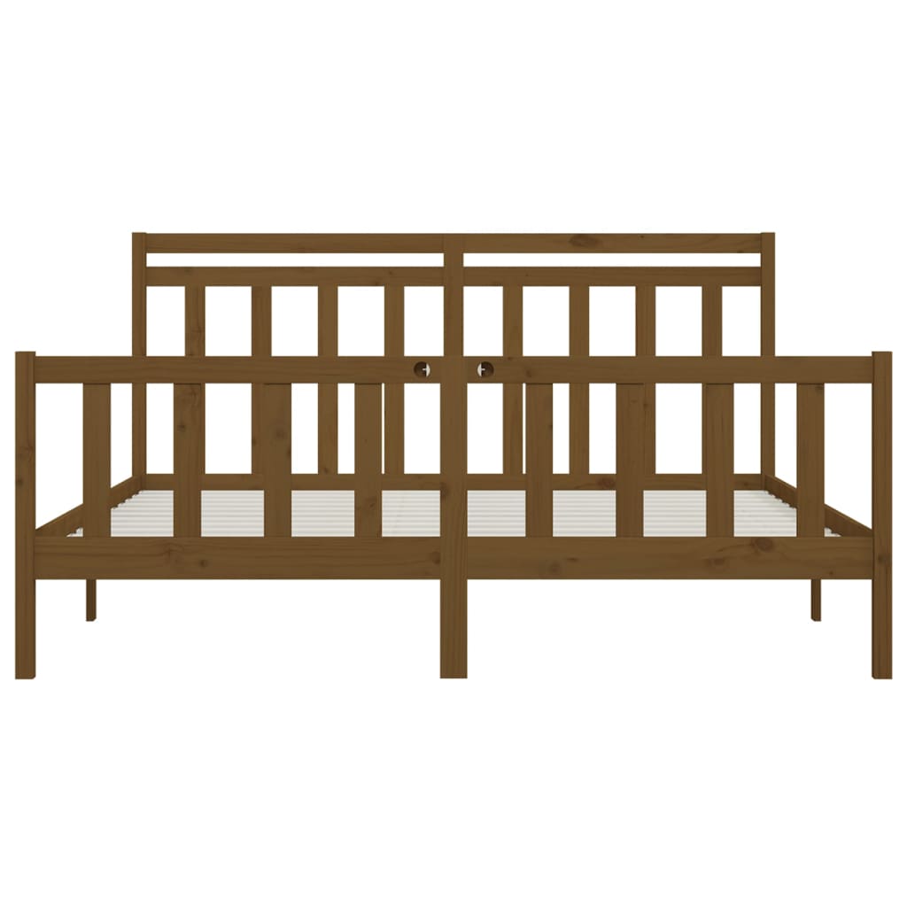 Bed Frame without Mattress Honey Brown Solid Wood Pine 200x200 cm