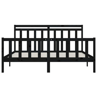 Bed Frame without Mattress Black Solid Wood Pine 200x200 cm