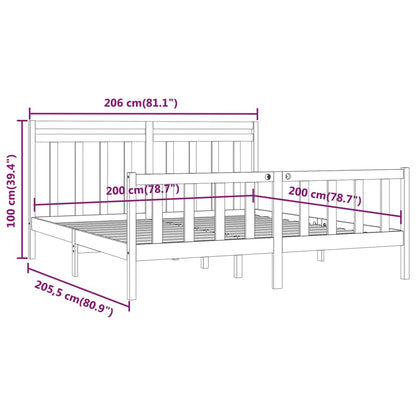 Bed Frame without Mattress Black Solid Wood Pine 200x200 cm