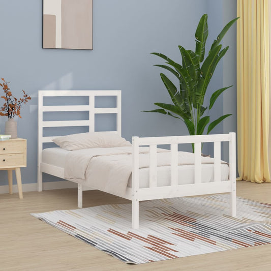 Bed Frame without Mattress White 90x200 cm Solid Wood Pine