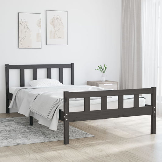 Bed Frame Grey Solid Wood 100x200 cm