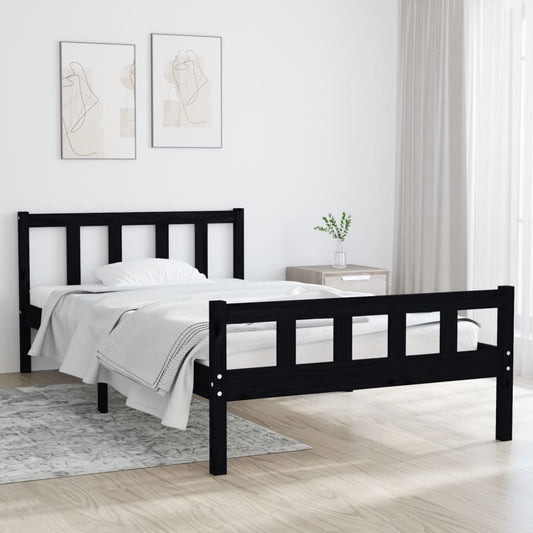 Bed Frame Black Solid Wood 100x200 cm