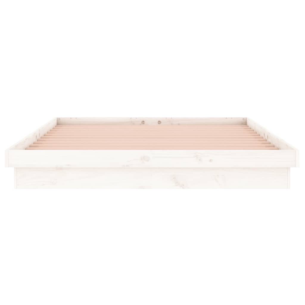 LED Bed Frame without Mattress White 140x200 cm Solid Wood