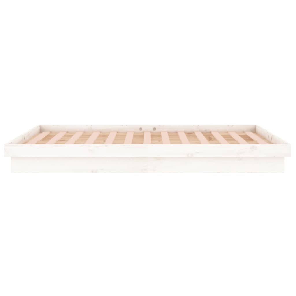 LED Bed Frame without Mattress White 140x200 cm Solid Wood