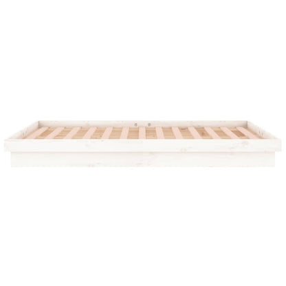 LED Bed Frame without Mattress White 140x200 cm Solid Wood