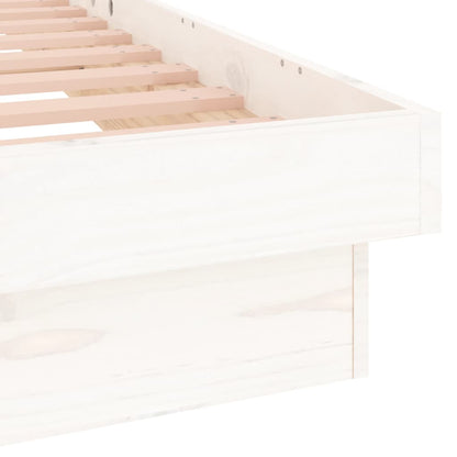 LED Bed Frame without Mattress White 140x200 cm Solid Wood