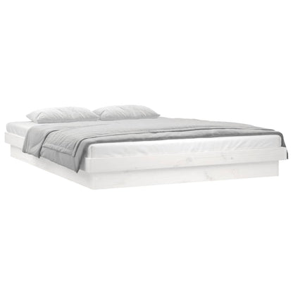 LED Bed Frame without Mattress White Small Double Solid Wood