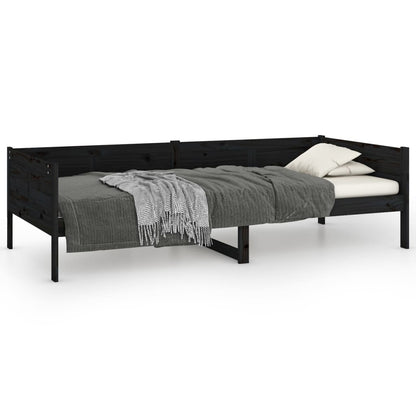 Day Bed without Mattress Black Solid Wood Pine 90x190 cm Single