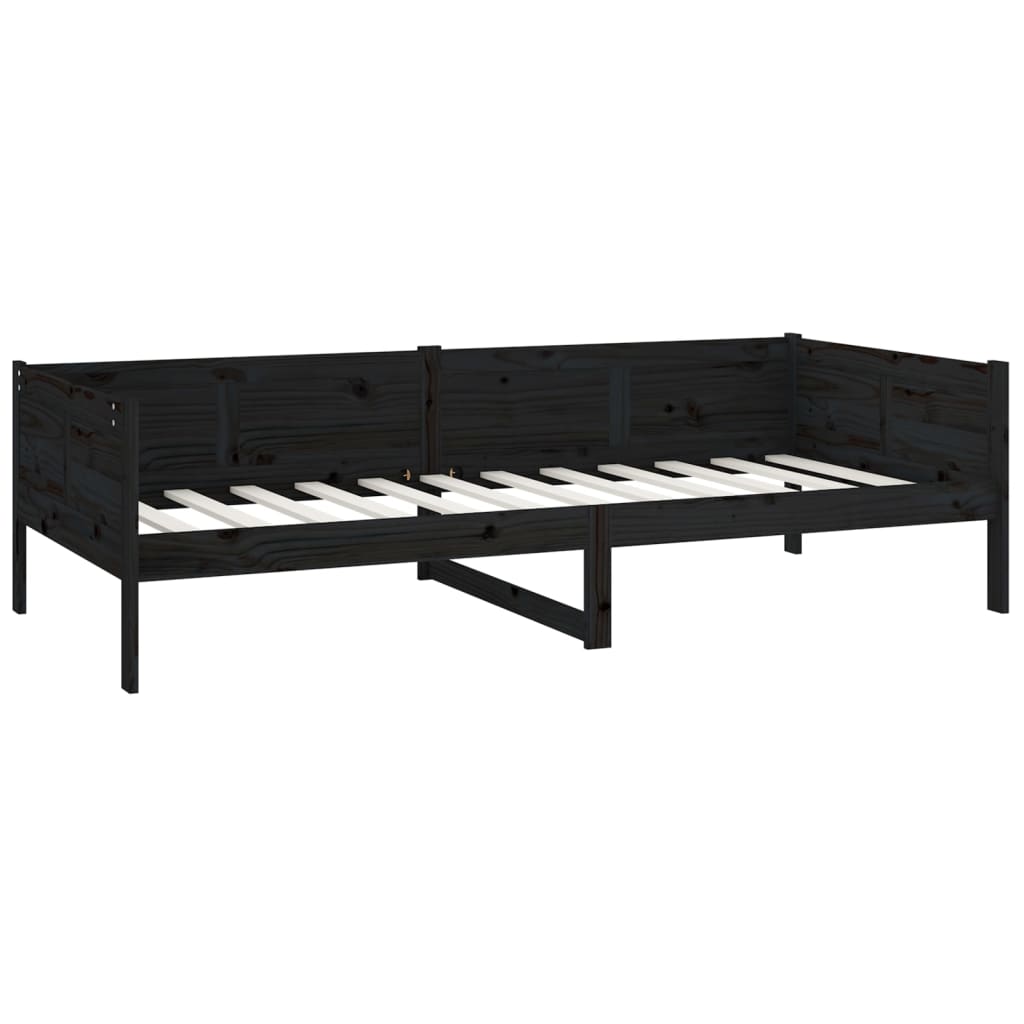 Day Bed without Mattress Black Solid Wood Pine 90x190 cm Single