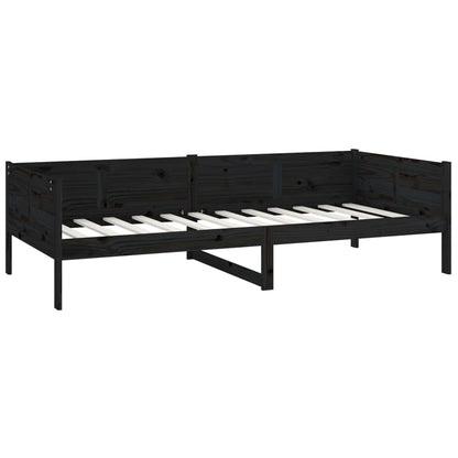 Day Bed without Mattress Black Solid Wood Pine 90x190 cm Single