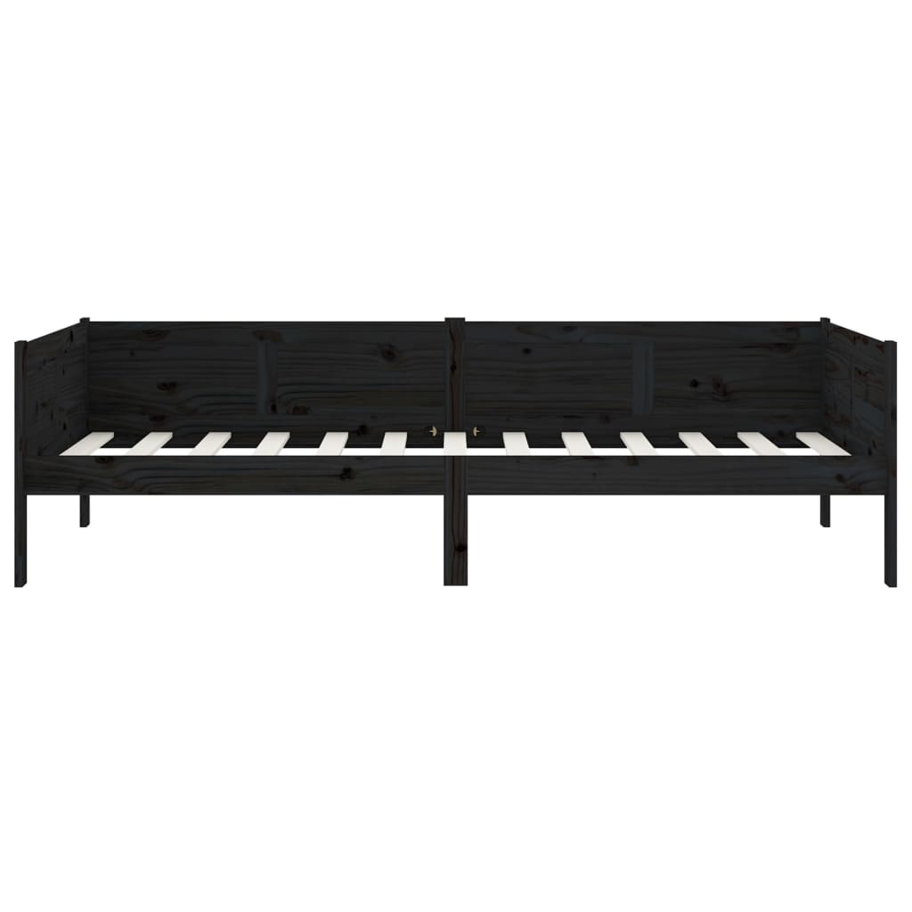 Day Bed without Mattress Black Solid Wood Pine 90x190 cm Single
