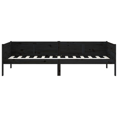 Day Bed without Mattress Black Solid Wood Pine 90x190 cm Single