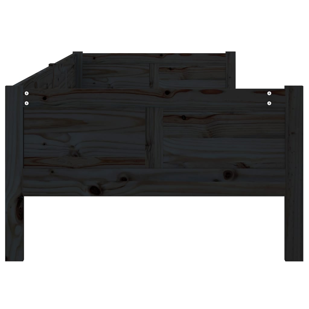 Day Bed without Mattress Black Solid Wood Pine 90x190 cm Single