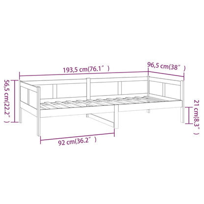 Day Bed without Mattress Black Solid Wood Pine 90x190 cm Single