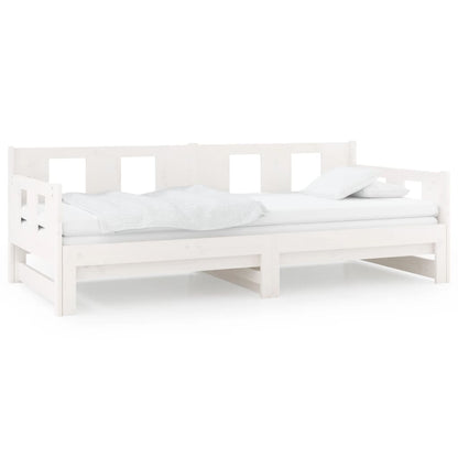 Pull-out Day Bed without Mattress White Solid Wood Pine 2x cm