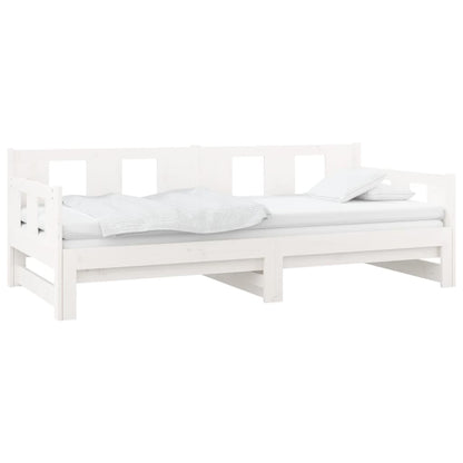 Pull-out Day Bed without Mattress White Solid Wood Pine 2x cm
