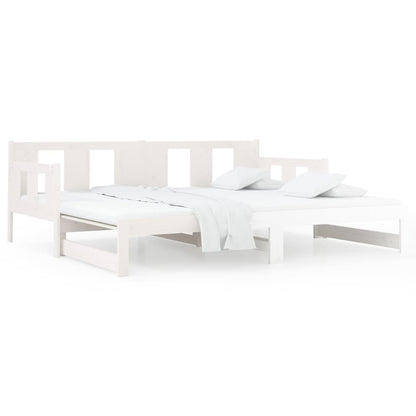 Pull-out Day Bed without Mattress White Solid Wood Pine 2x cm