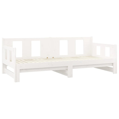 Pull-out Day Bed without Mattress White Solid Wood Pine 2x cm