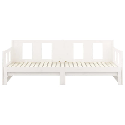 Pull-out Day Bed without Mattress White Solid Wood Pine 2x cm