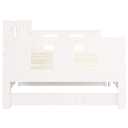 Pull-out Day Bed without Mattress White Solid Wood Pine 2x cm