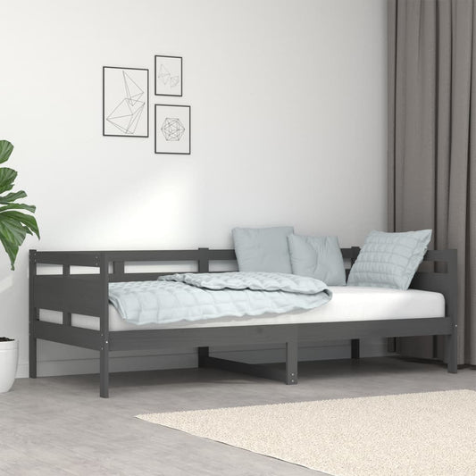 Day Bed without Mattress Grey Solid Wood Pine 90x200 cm