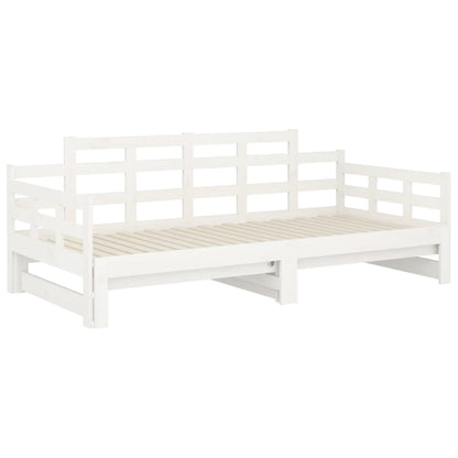Pull-out Day Bed without Mattress White Solid Wood Pine 2x cm