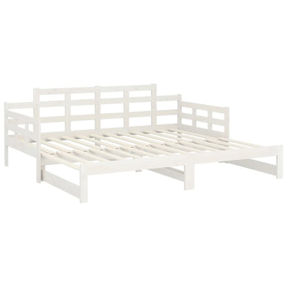 Pull-out Day Bed without Mattress White Solid Wood Pine 2x cm