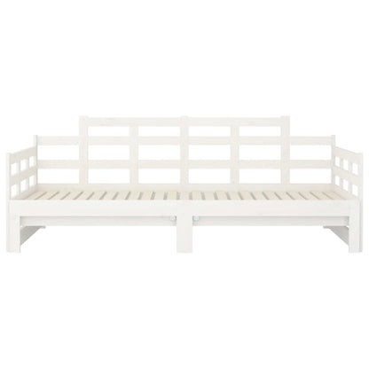 Pull-out Day Bed without Mattress White Solid Wood Pine 2x cm