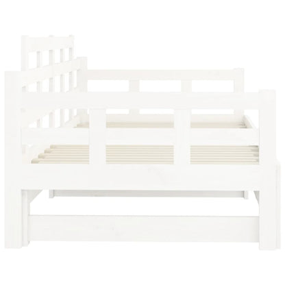 Pull-out Day Bed without Mattress White Solid Wood Pine 2x cm