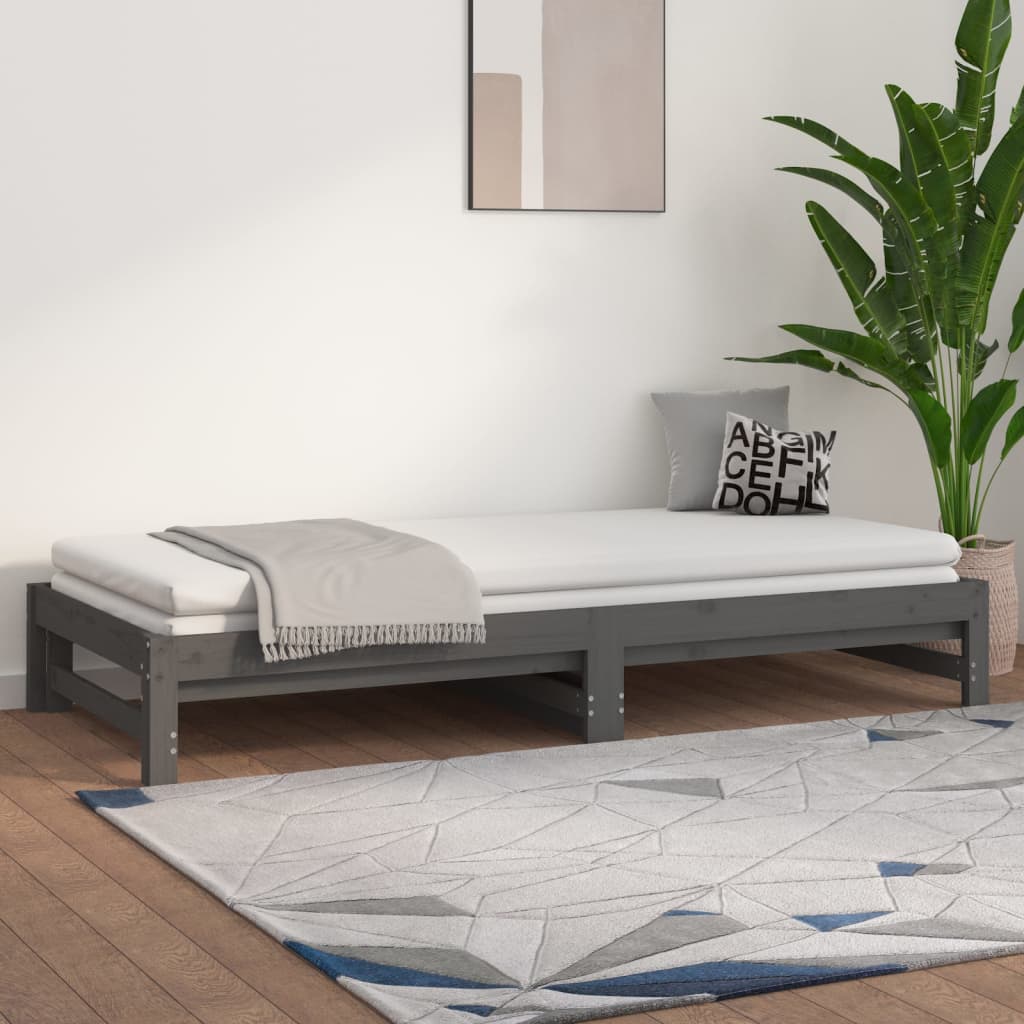 Pull-out Day Bed without Mattress Grey 2x(90x200) cm