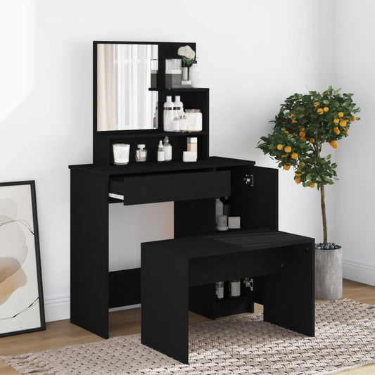 Dressing Table with Mirror Black 86.5x35x136 cm
