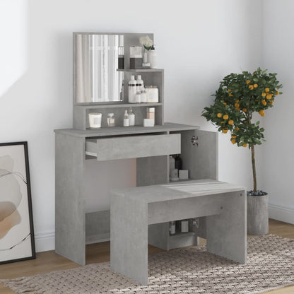Dressing Table with Mirror Concrete Grey 86.5x35x136 cm