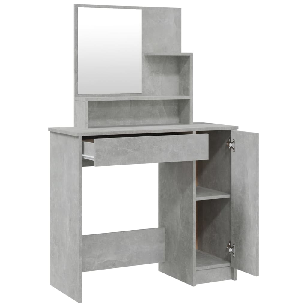 Dressing Table with Mirror Concrete Grey 86.5x35x136 cm