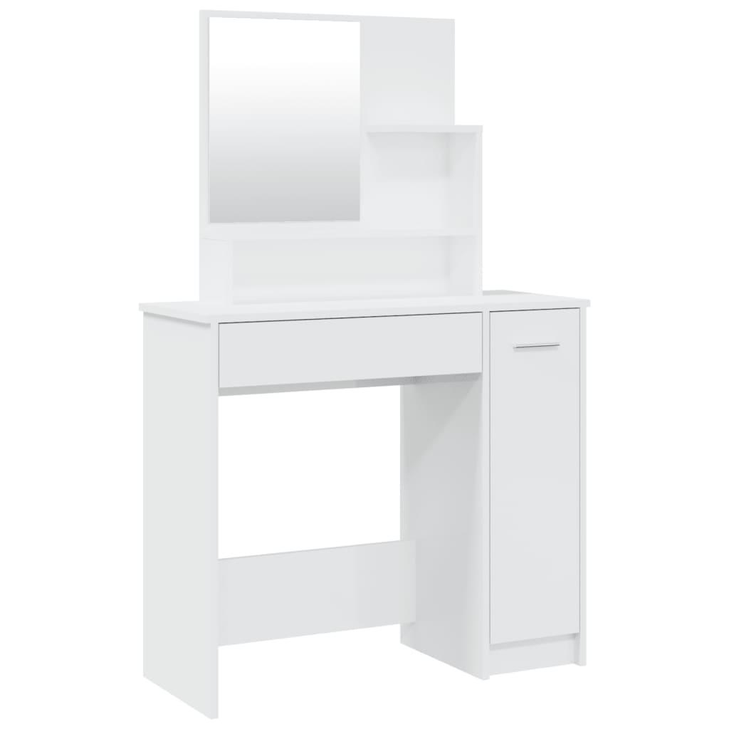 Dressing Table with Mirror High Gloss White 86.5x35x136 cm