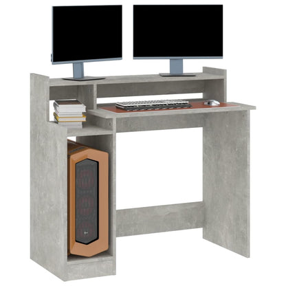 Desk with LED Lights Concrete grey 97x45x90 cm Engineered Wood