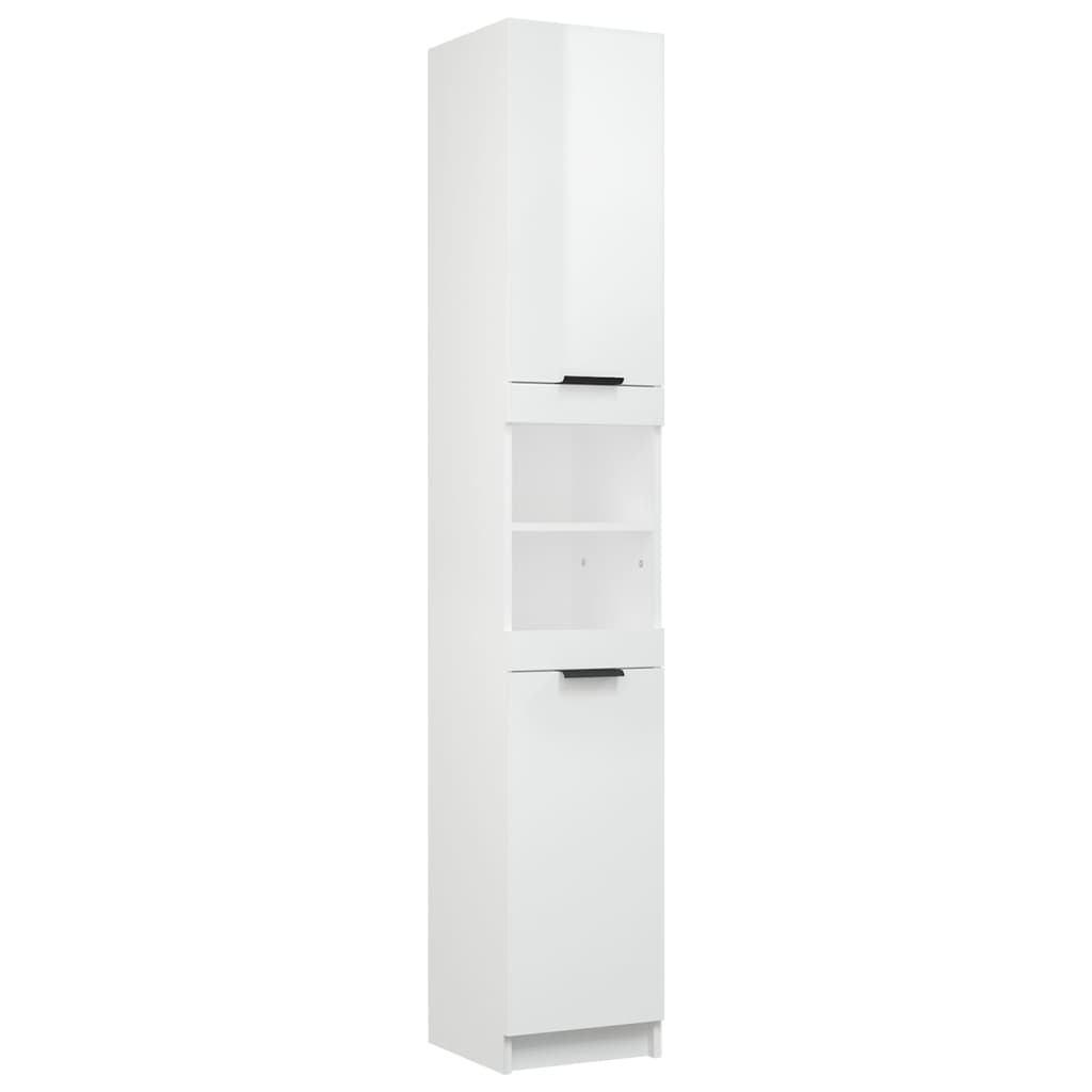 Bathroom Cabinet High Gloss White 32x34x188.5cm Engineered Wood